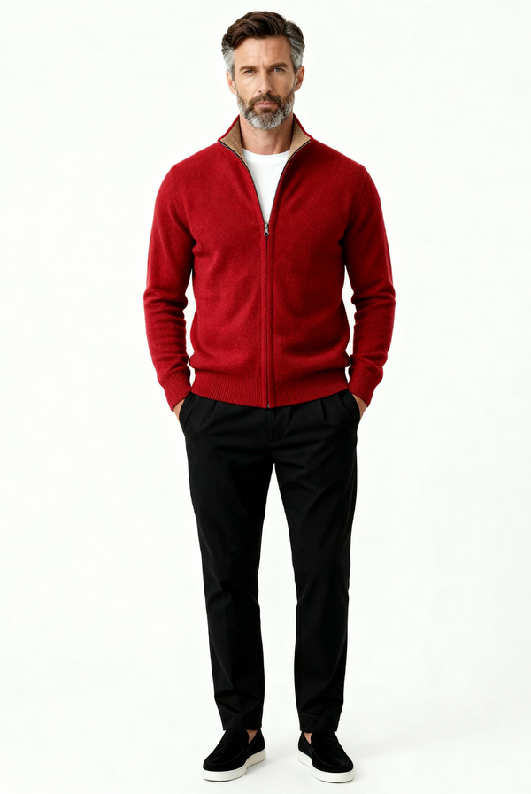 Red Inside-Out Cashmere Cardigan