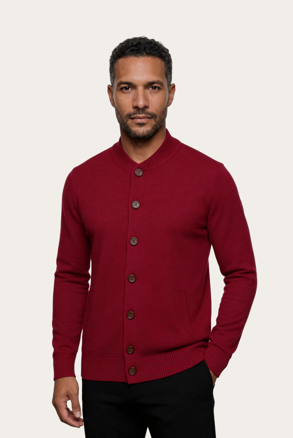 Rote Kaschmir- Strickjacke