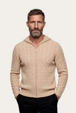 Jaqueta de Cashmere com Zíper Bege