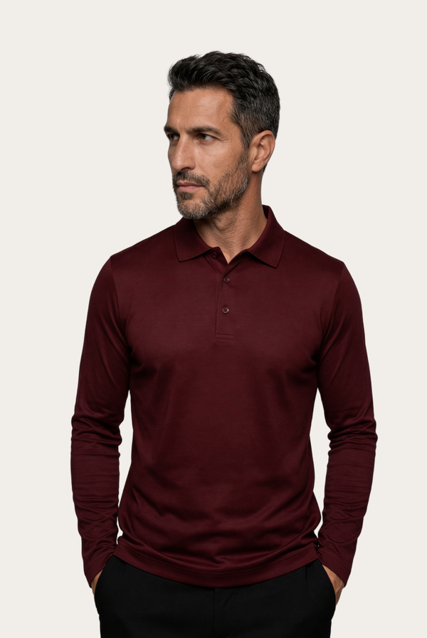 Burgundy Imperial Long Sleeve Polo