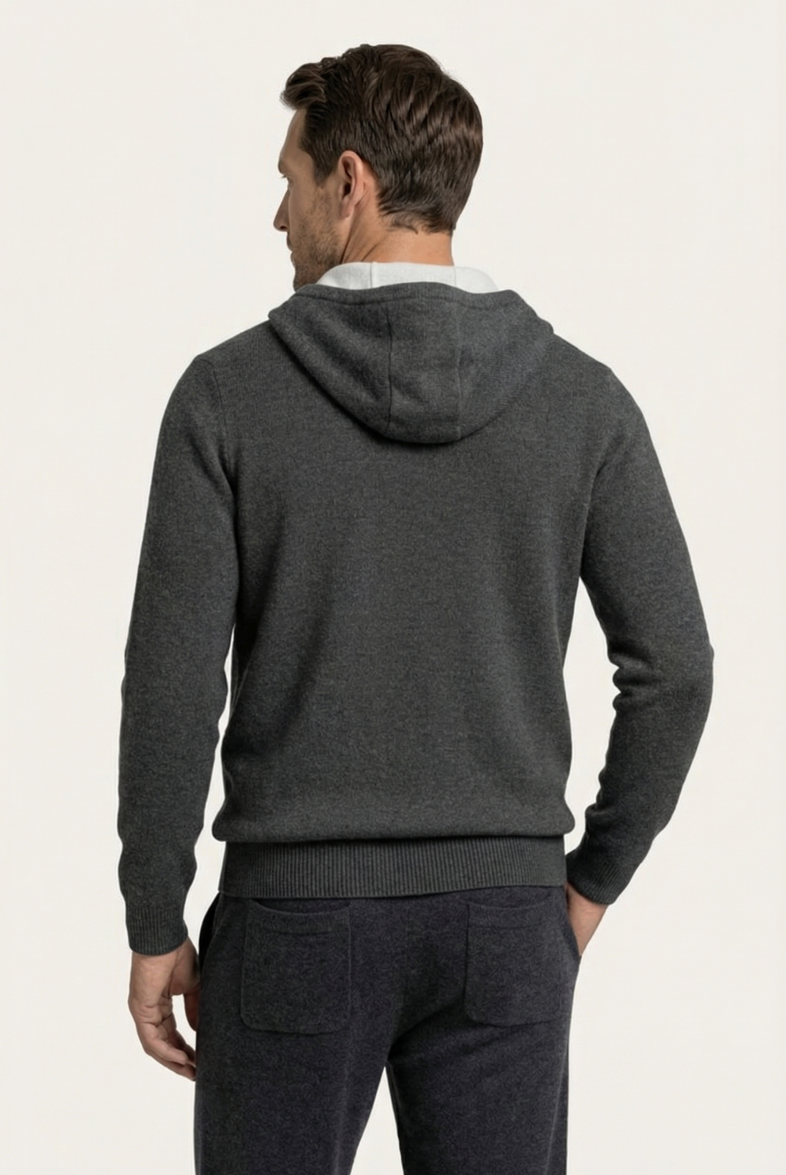 Dark Grey Cashmere Drape Cardigan