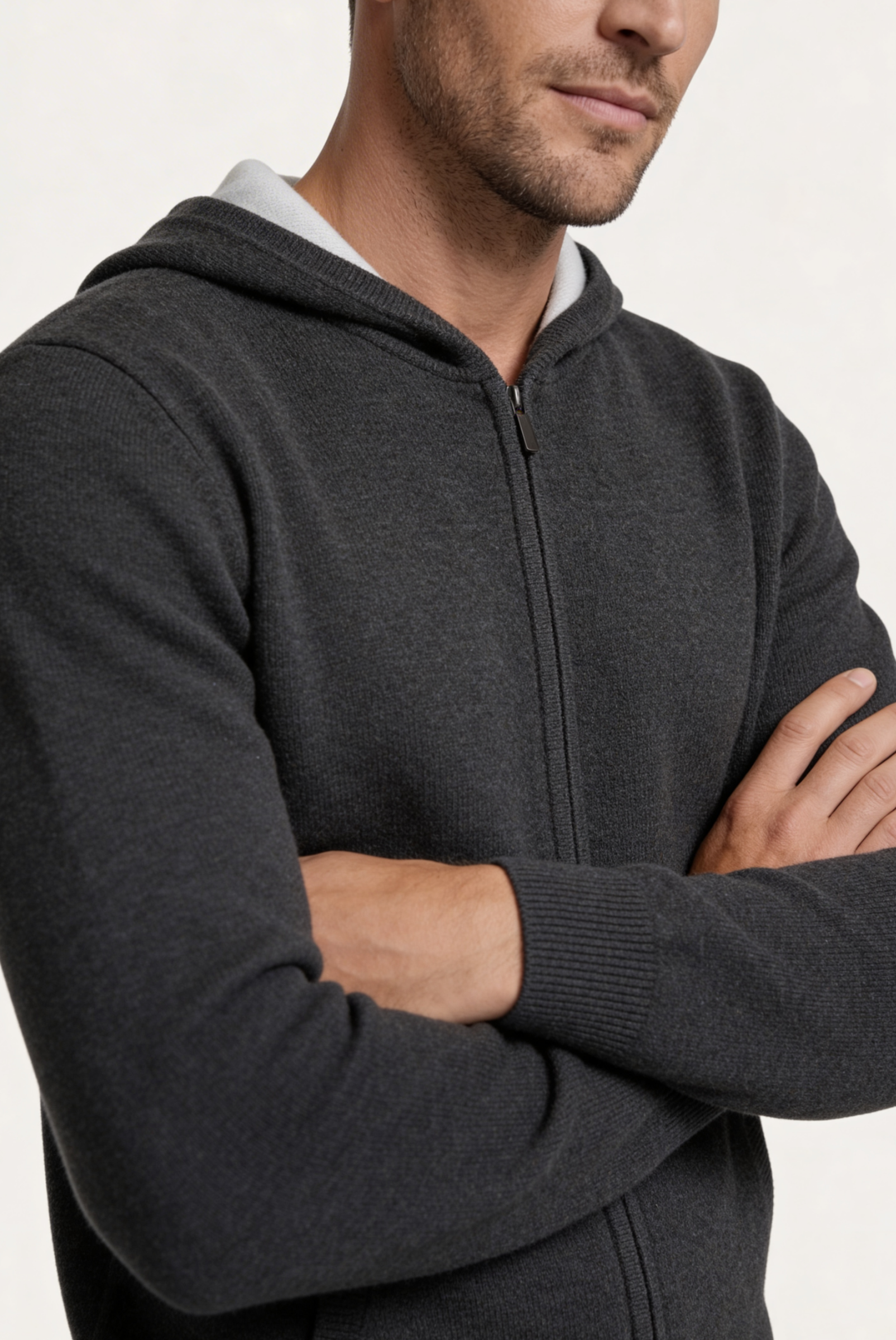 Dark Grey Cashmere Drape Cardigan