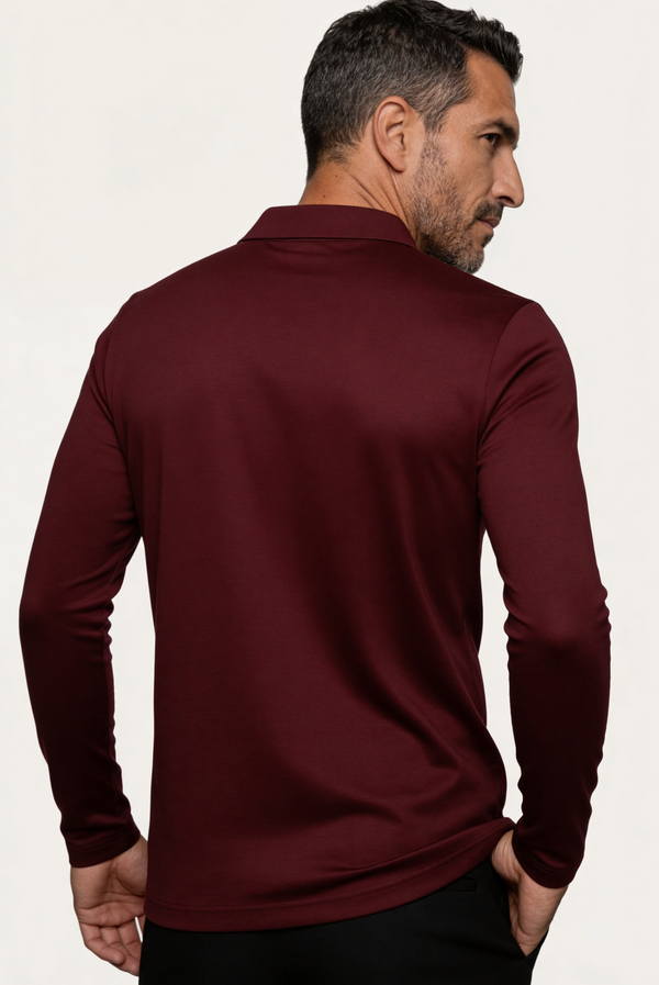 Burgundy Imperial Long Sleeve Polo