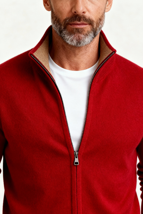 Red Inside-Out Cashmere Cardigan