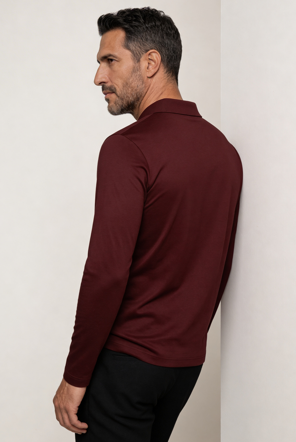 Burgundy Imperial Long Sleeve Polo