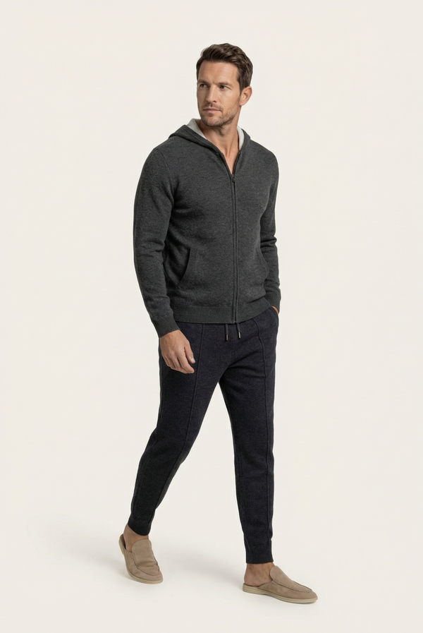 Dark Grey Cashmere Drape Cardigan