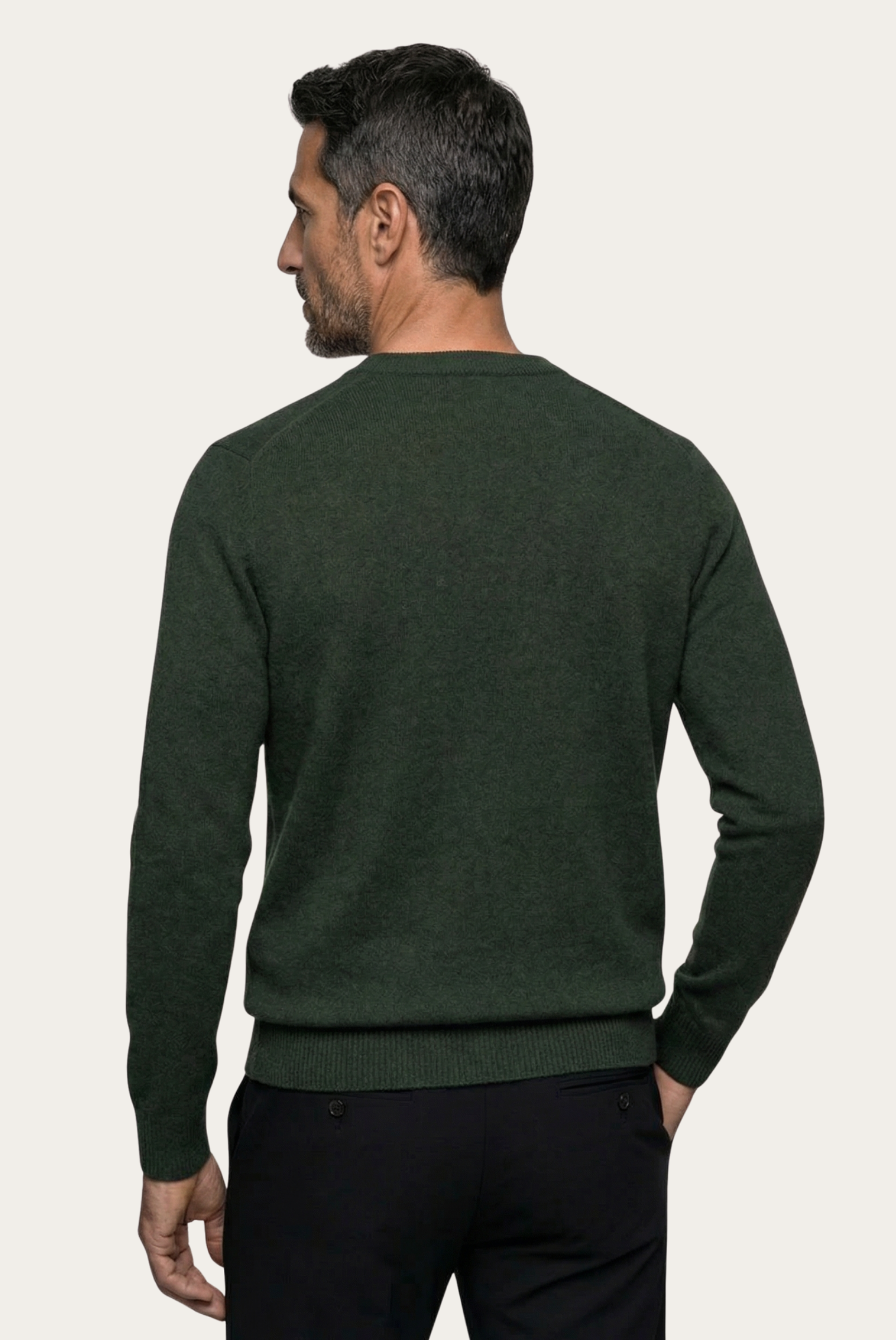 Armeegrün Kaschmir-Pullover mit Rundhalsausschnitt 