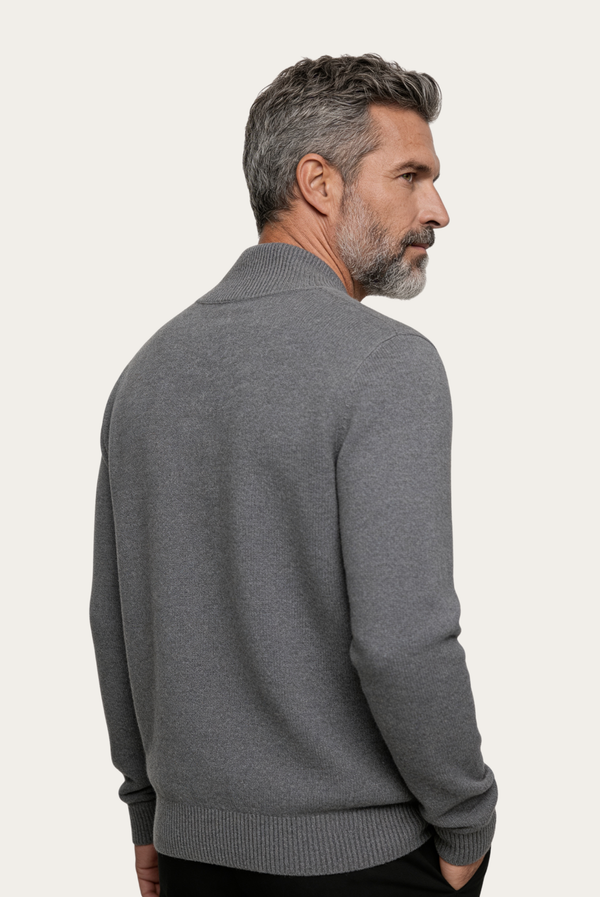 Graue Kaschmir-Strickjacke