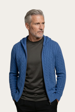 Jaqueta de Cashmere com Zíper Azul