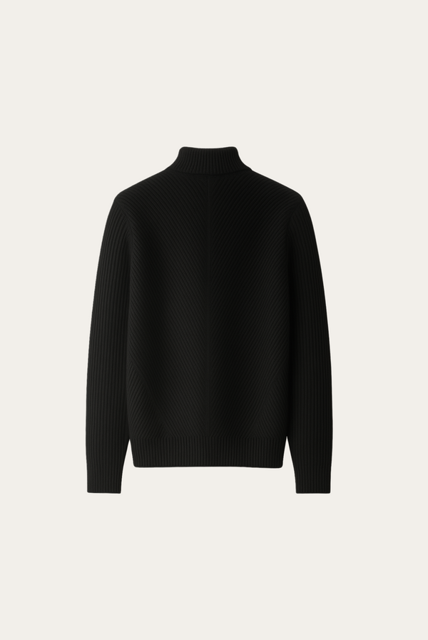 Black Ribbed Cashmere Sweater