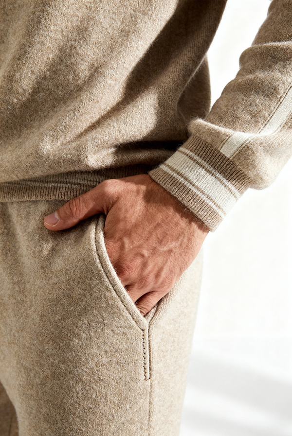 طقم كشمير رملي إيليت