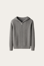 Graue Kaschmirjacke mit Reißverschluss