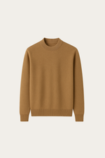 Brauner Wollpullover mit Rundhalsausschnitt