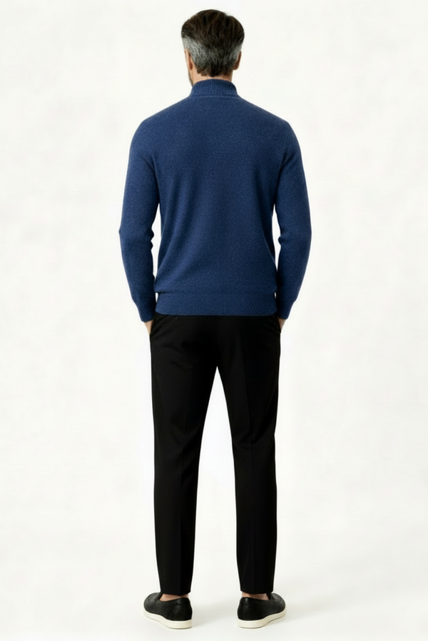 Navy Blue Inside-Out Cashmere Cardigan