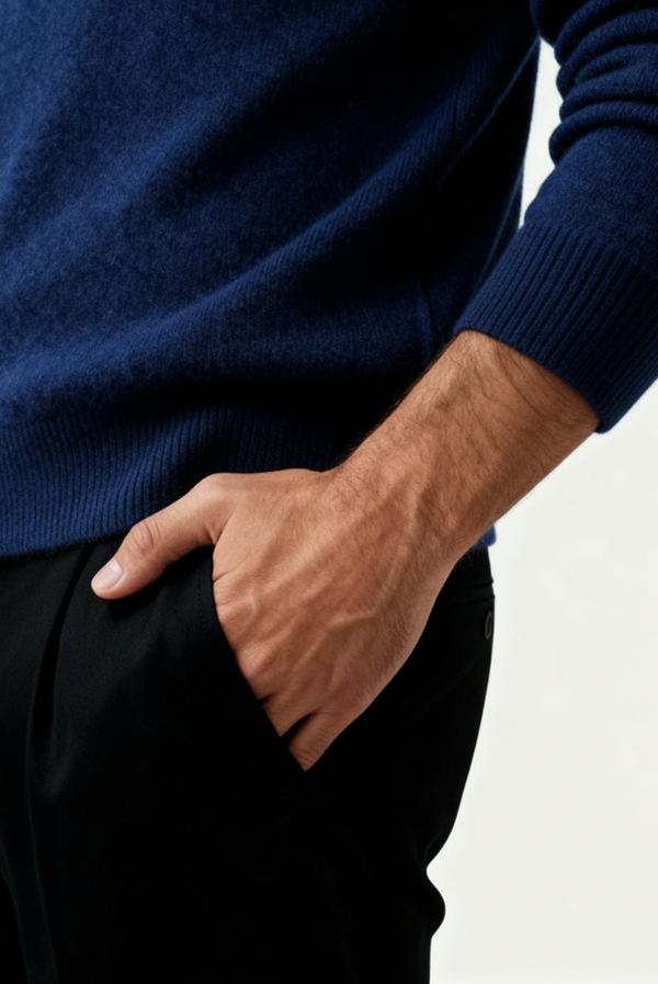 Navy Blue Inside-Out Cashmere Cardigan