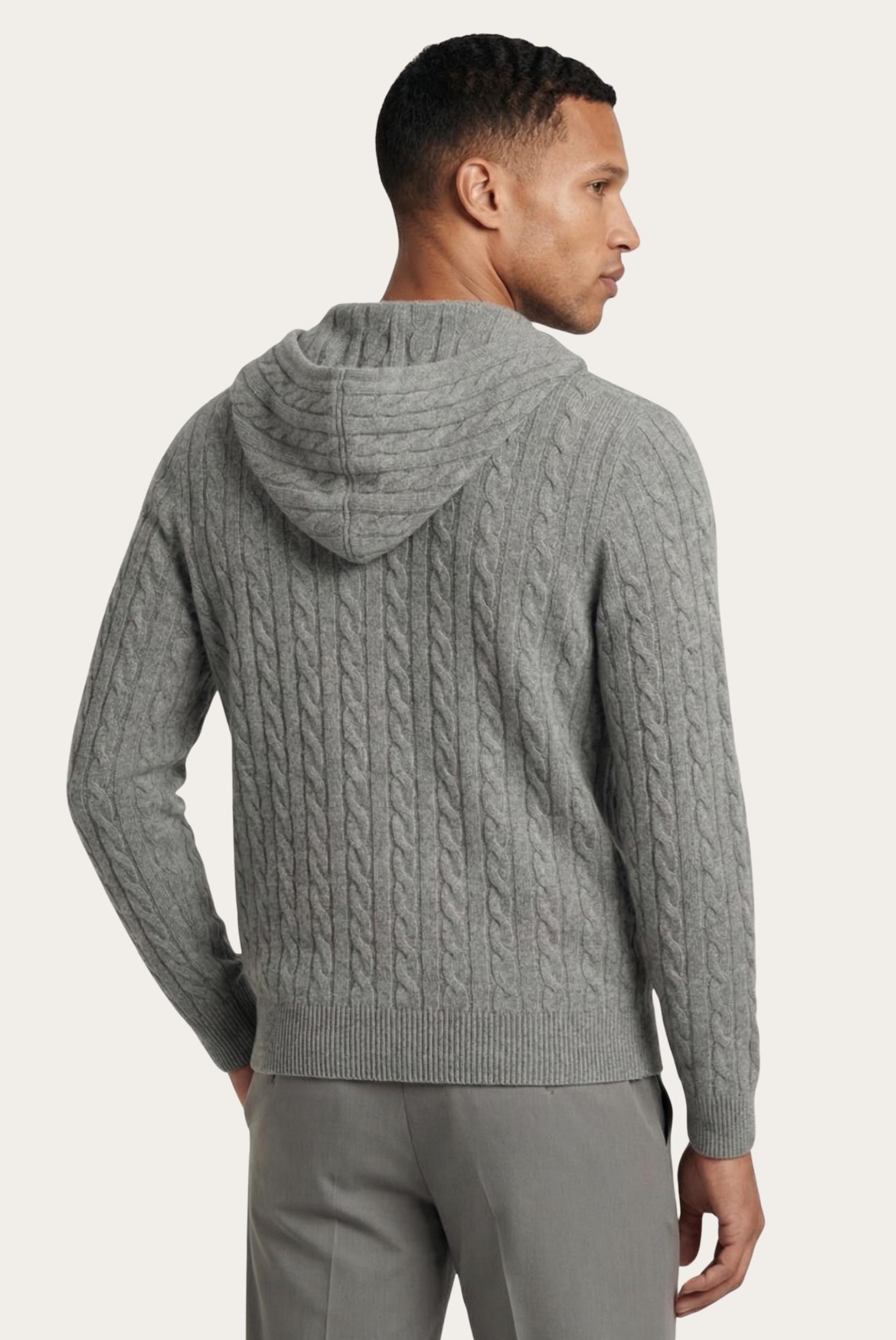 Graue Kaschmirjacke mit Reißverschluss