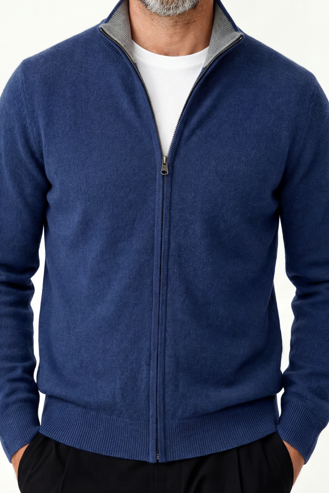 Navy Blue Inside-Out Cashmere Cardigan