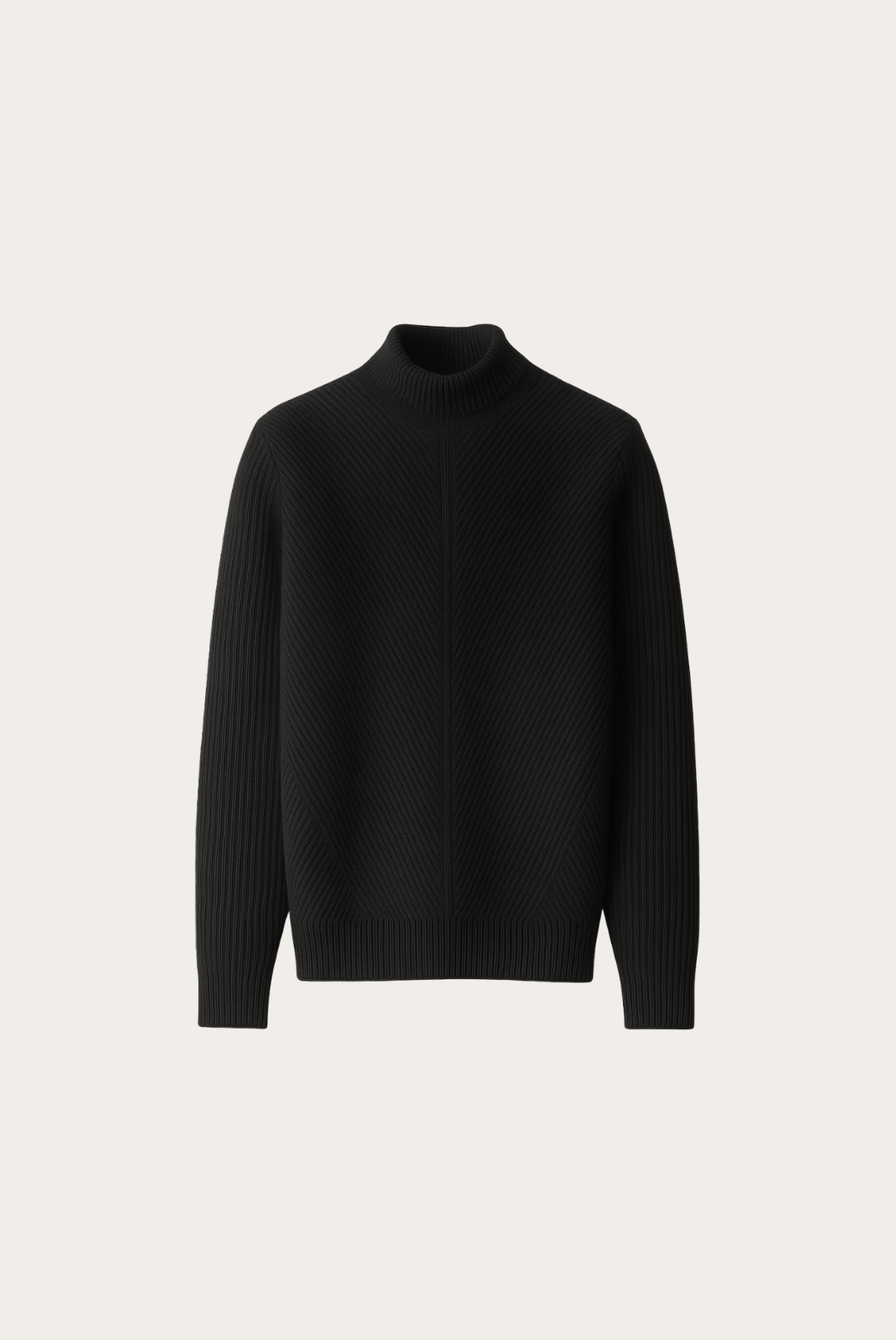 Black Ribbed Cashmere Sweater