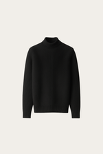 Schwarzer gerippter Kaschmirpullover