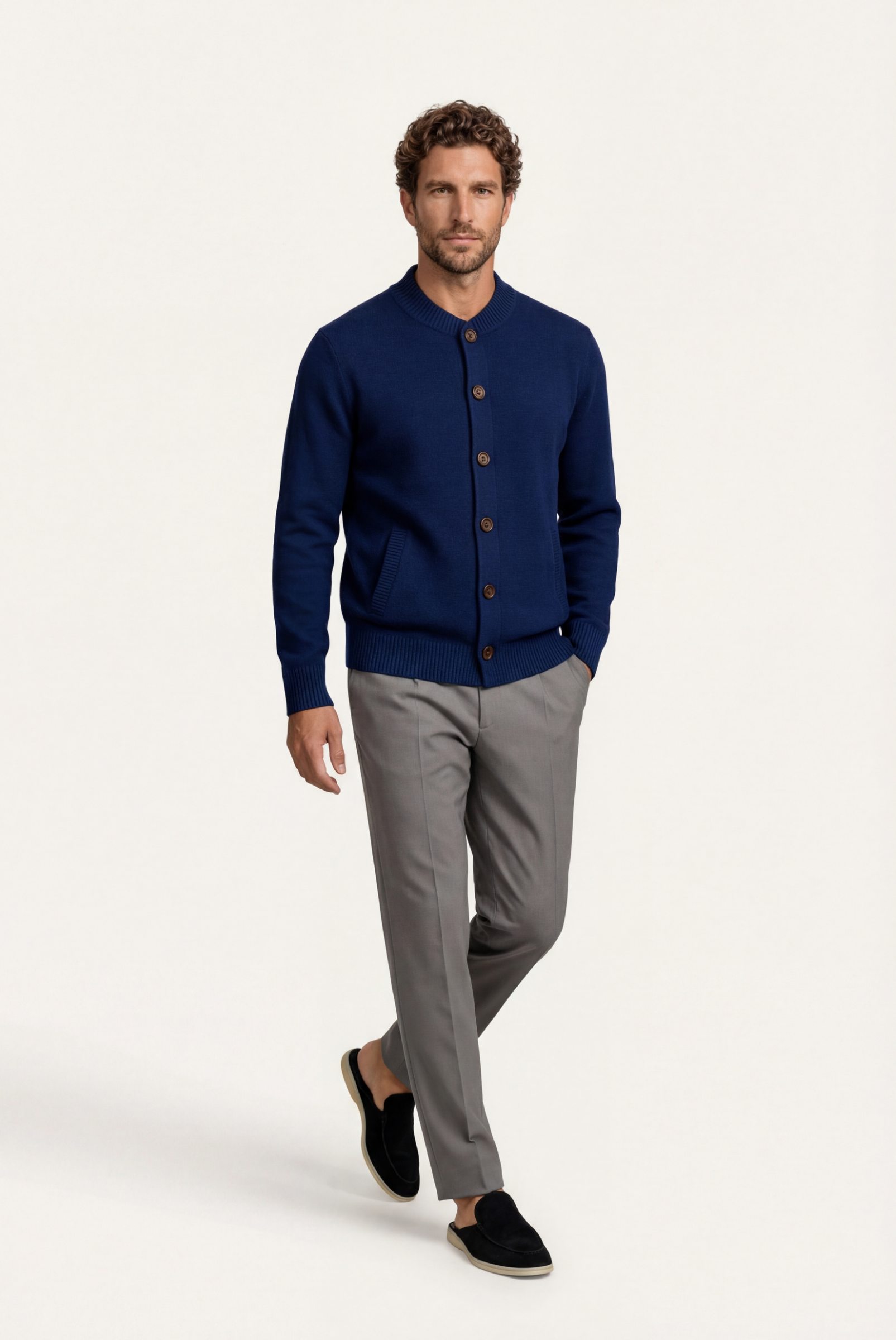 Cardigã de Cashmere Azul Marinho