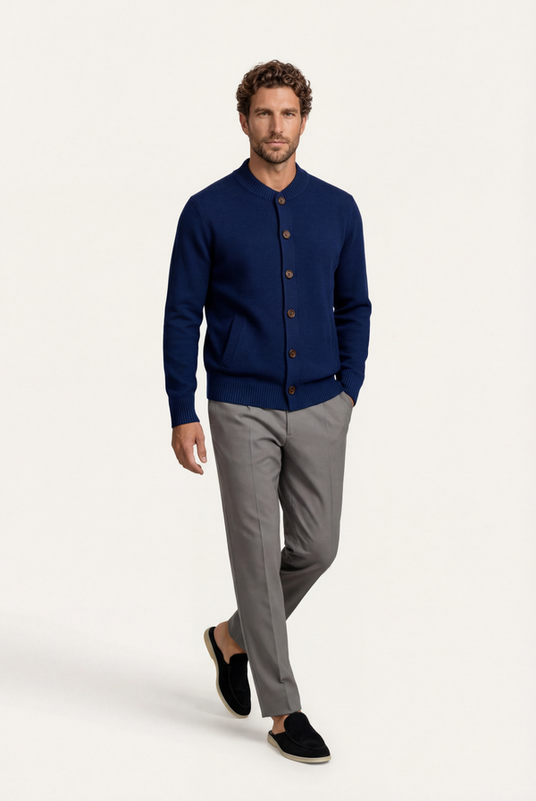 Marineblau Kaschmir-Strickjacke