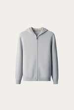 Silbergrauer Kaschmir- Strickjacke