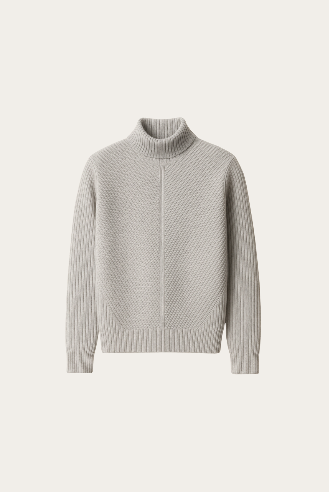 Grey Ribbed Cashmere Sweater