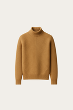 Camel-Strickpullover mit Rippmuster