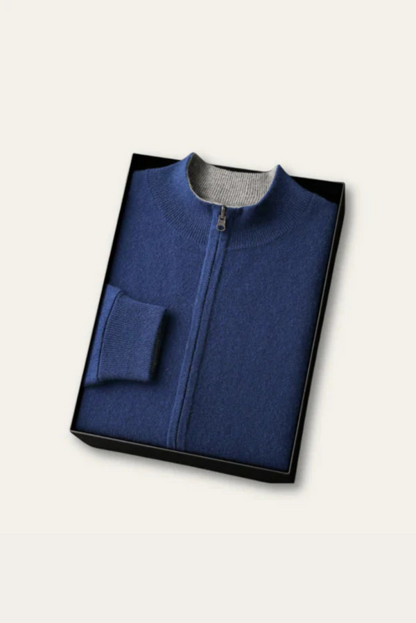 Navy Blue Inside-Out Cashmere Cardigan