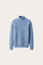Blauer Kaschmirpullover mit Rippmuster