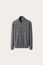 Graue Kaschmir-Strickjacke