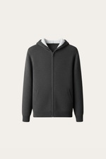 Dunkelgraue Kaschmir-Strickjacke 