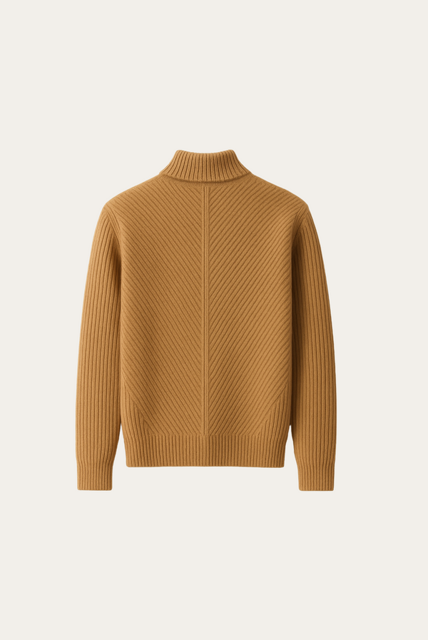 Camel Ribbed Cashmere Sweater