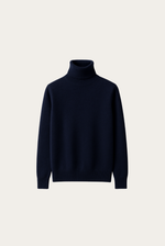 Marineblauer Kaschmir-Rollkragenpullover
