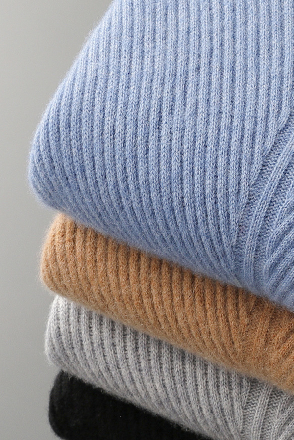 Camel Ribbed Cashmere Sweater