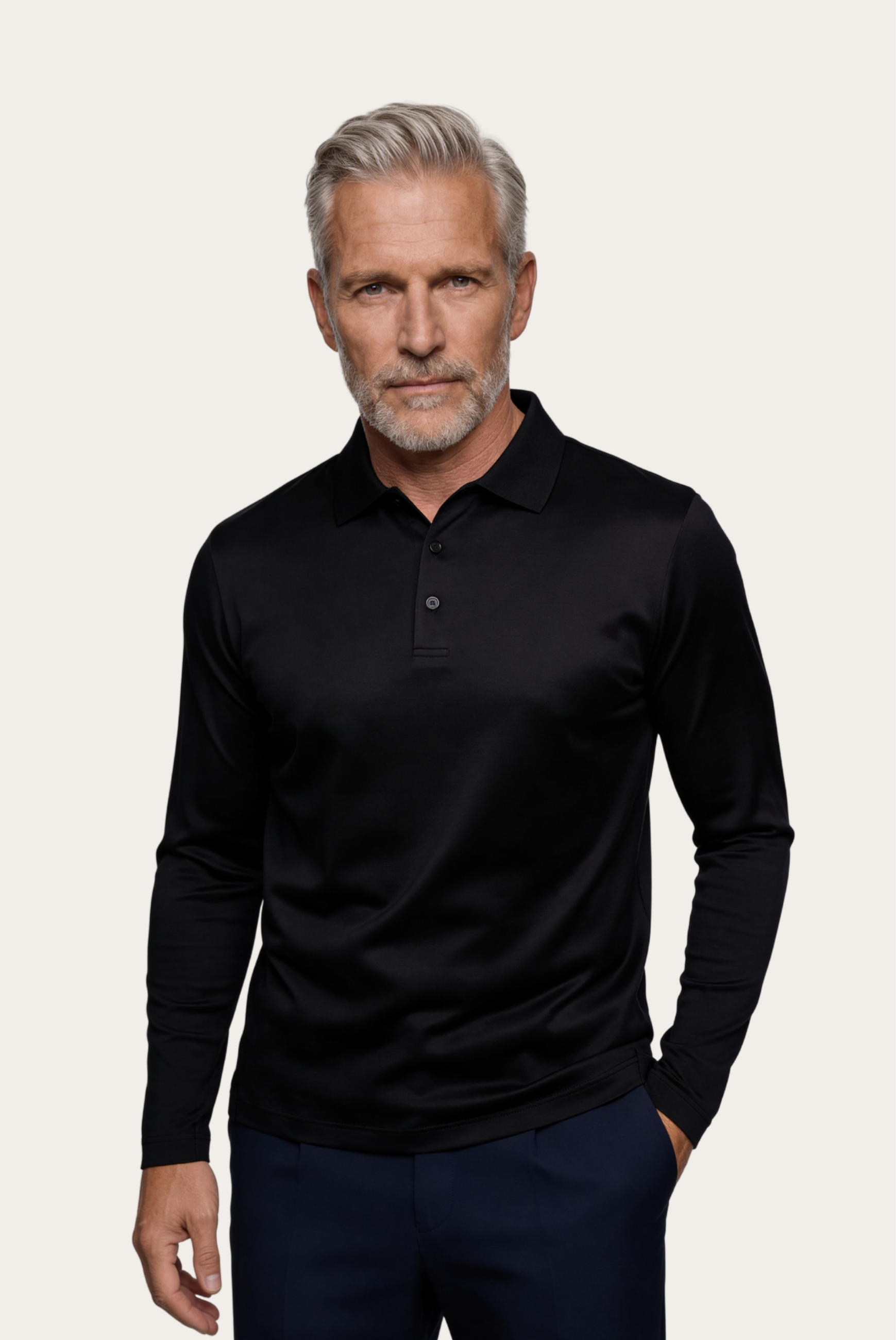 Polo Imperial de Manga Larga Negra