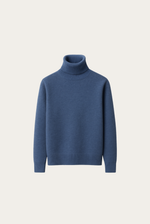 Blauer Kaschmir-Rollkragenpullover