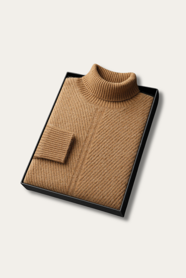 Camel Ribbed Cashmere Sweater
