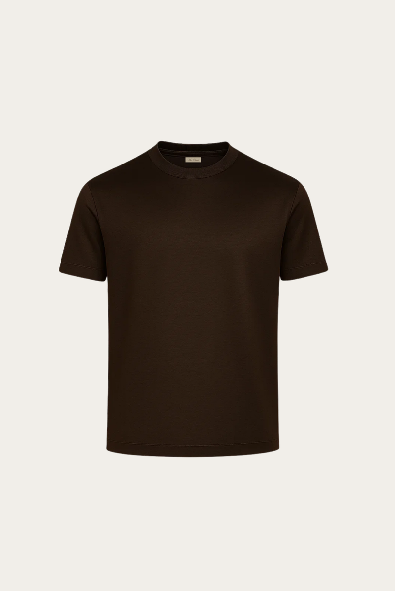Mercerized T-Shirt Espresso – Heavyweight Cotton, Essential Crew