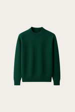 Grüner Wollpullover mit Rundhalsausschnitt