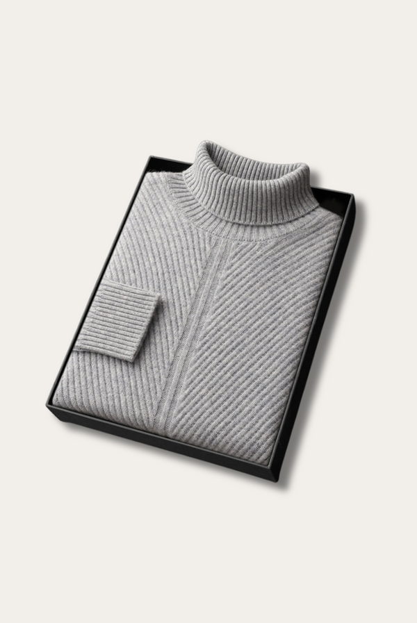Light Grey Ribbed Cashmere Sweater