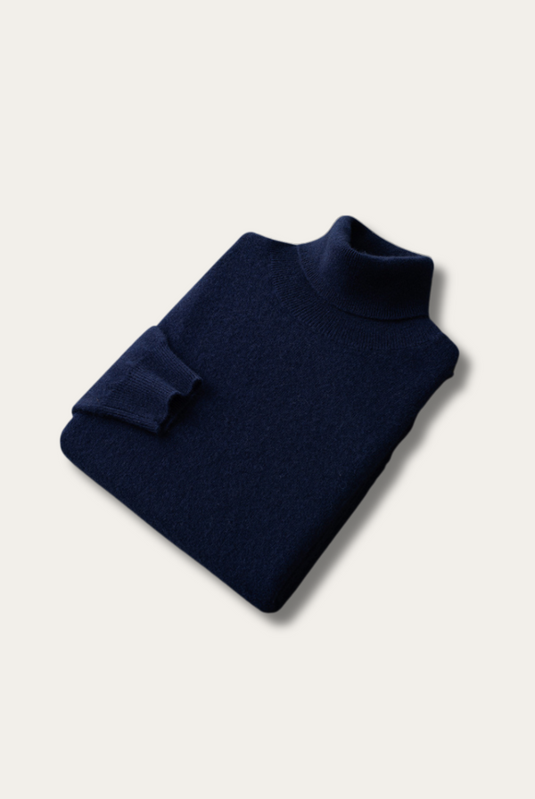 Navy Blue Cashmere Turtleneck