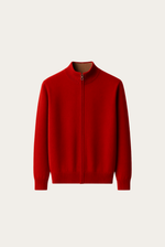 Rote Kaschmir- Strickjacke mit Innen- und Außenseite